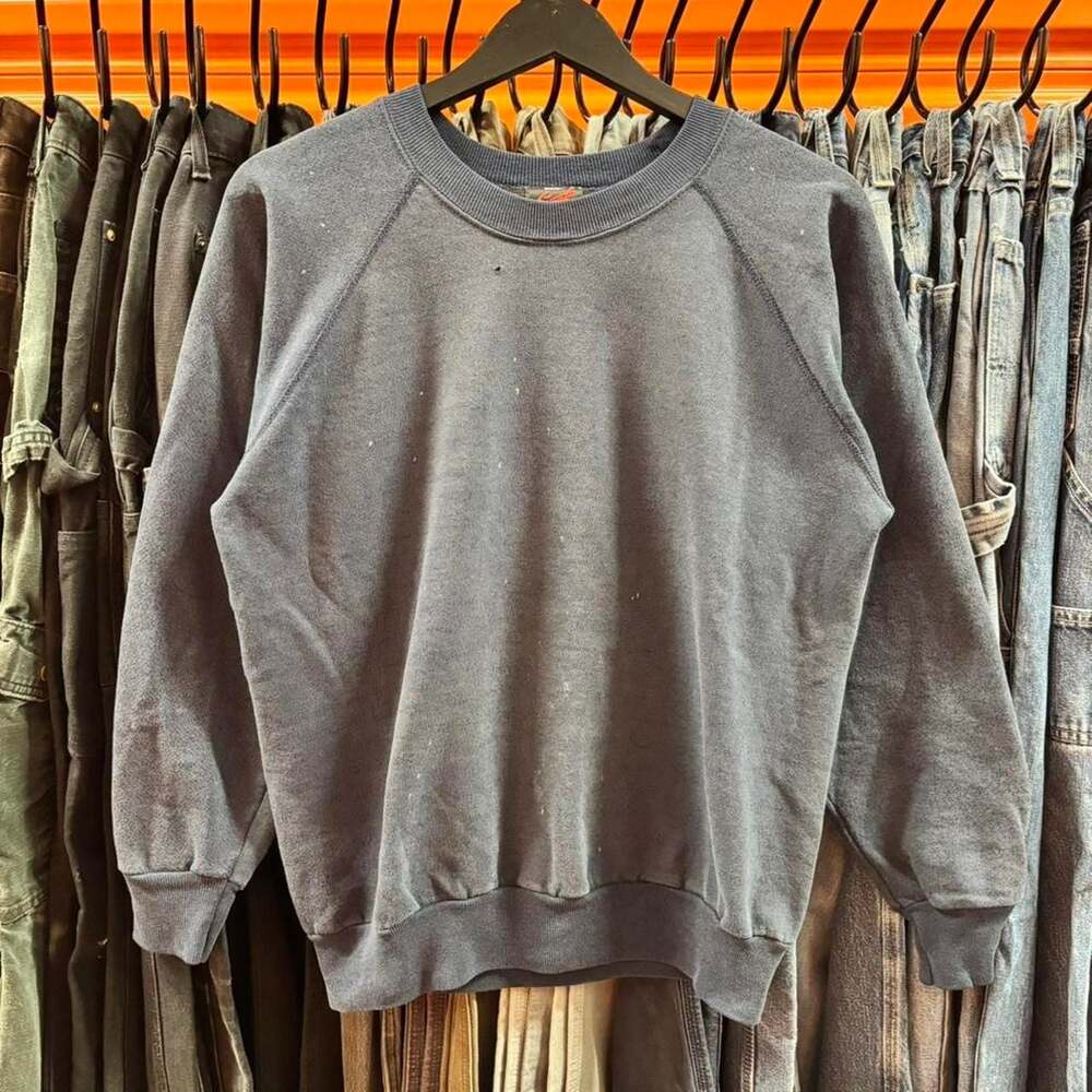 Vintage 60s 70s Botany 500 Navy Blue Distressed Sweatshirt — Made in USA